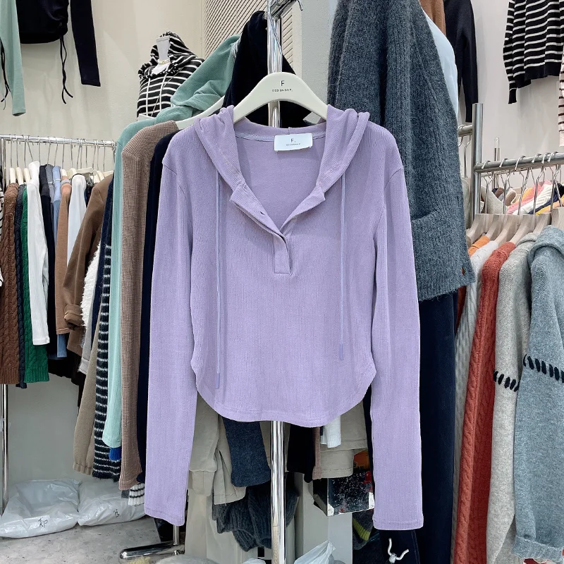 

Женская толстовка с эффектом похудения, без этикетки, на флисовой подкладке, с разрезами, длинными рукавами, повседневная, весенняя, в корейском стиле