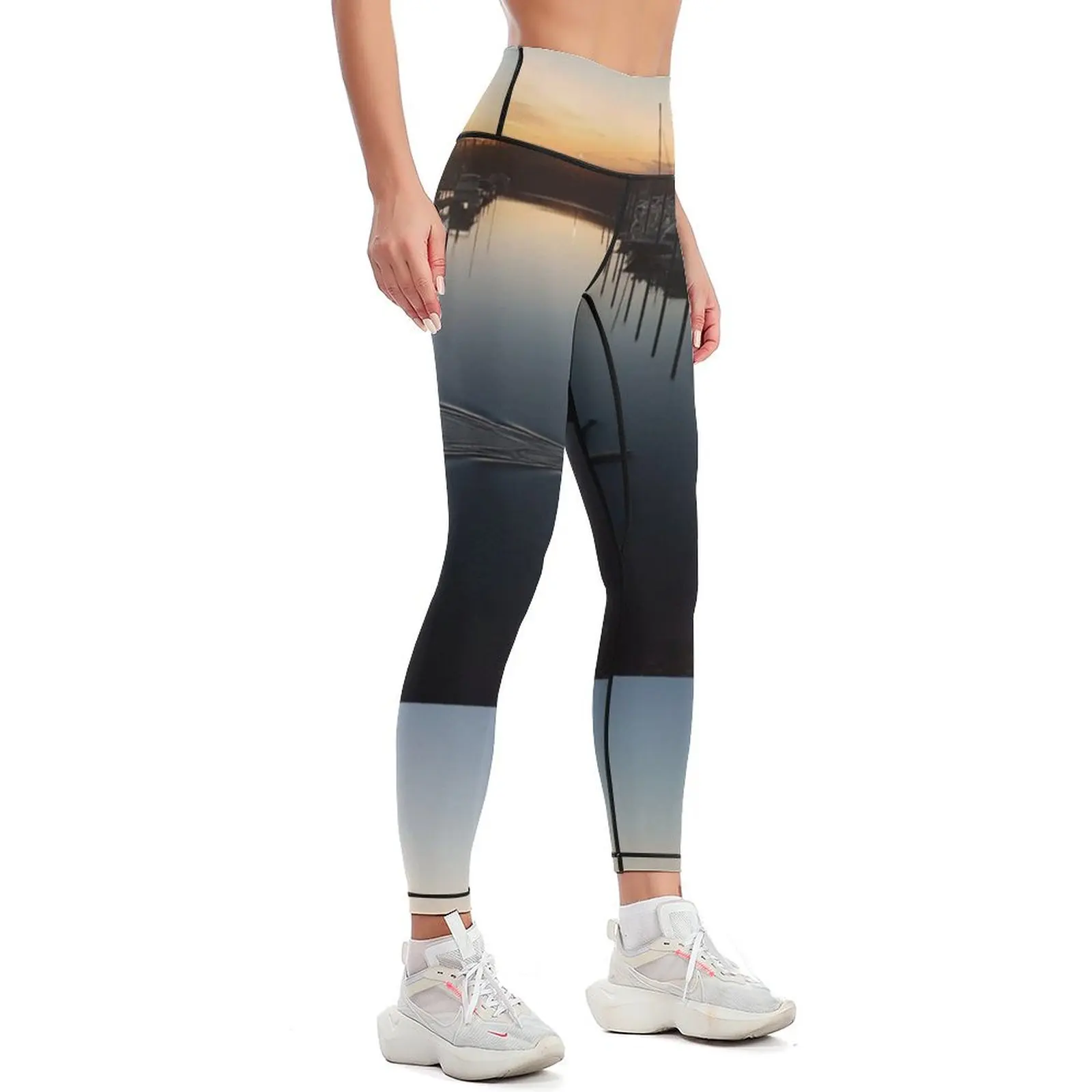 SUP Sunrise Reflections on the harbour Leggings gym top sports woman gym Womens Leggings