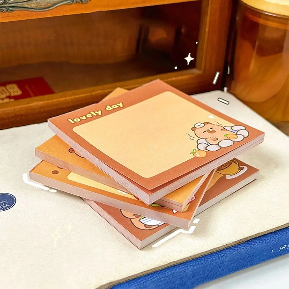 50 sheets Kawaii Capybara Memo Pad Creative Non-adhesive N Times Sticky Notes Multifunction Portable Cartoon Message Notes