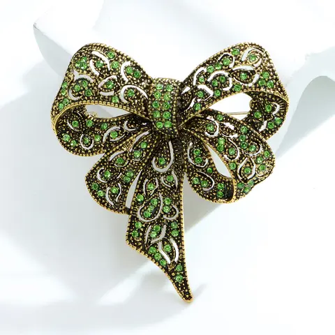 Black Rhinestone Bow Brooch for Women CINDY XIANG
