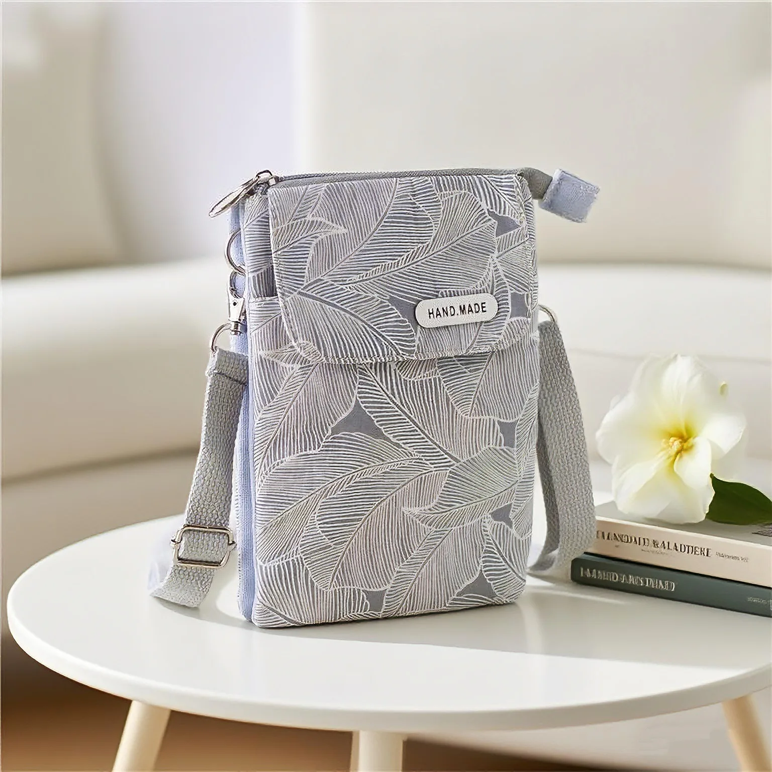 5-layer cotton fabric cross-body phone bag - Country style girls' bag