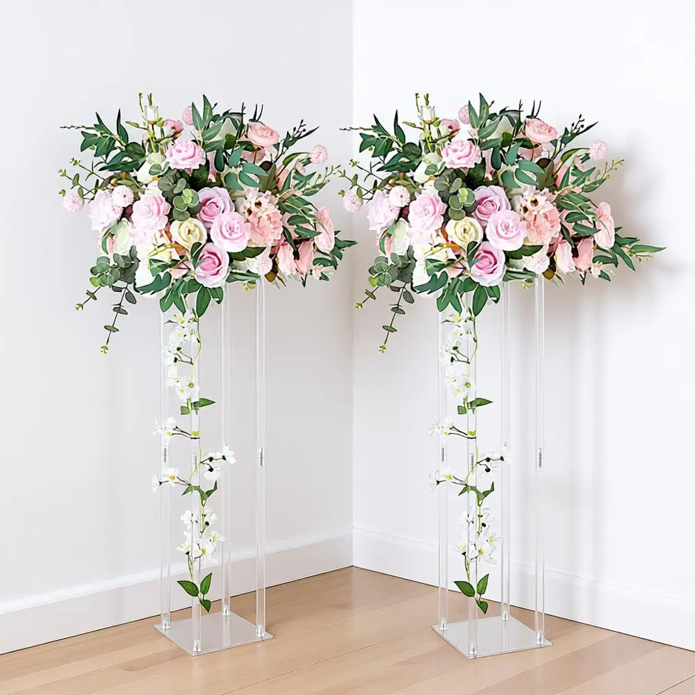 

Прозрачные акриловые вазы для свадебных композиций, 31,5-дюймовые низкие подставки, колонные подставки для демонстрации