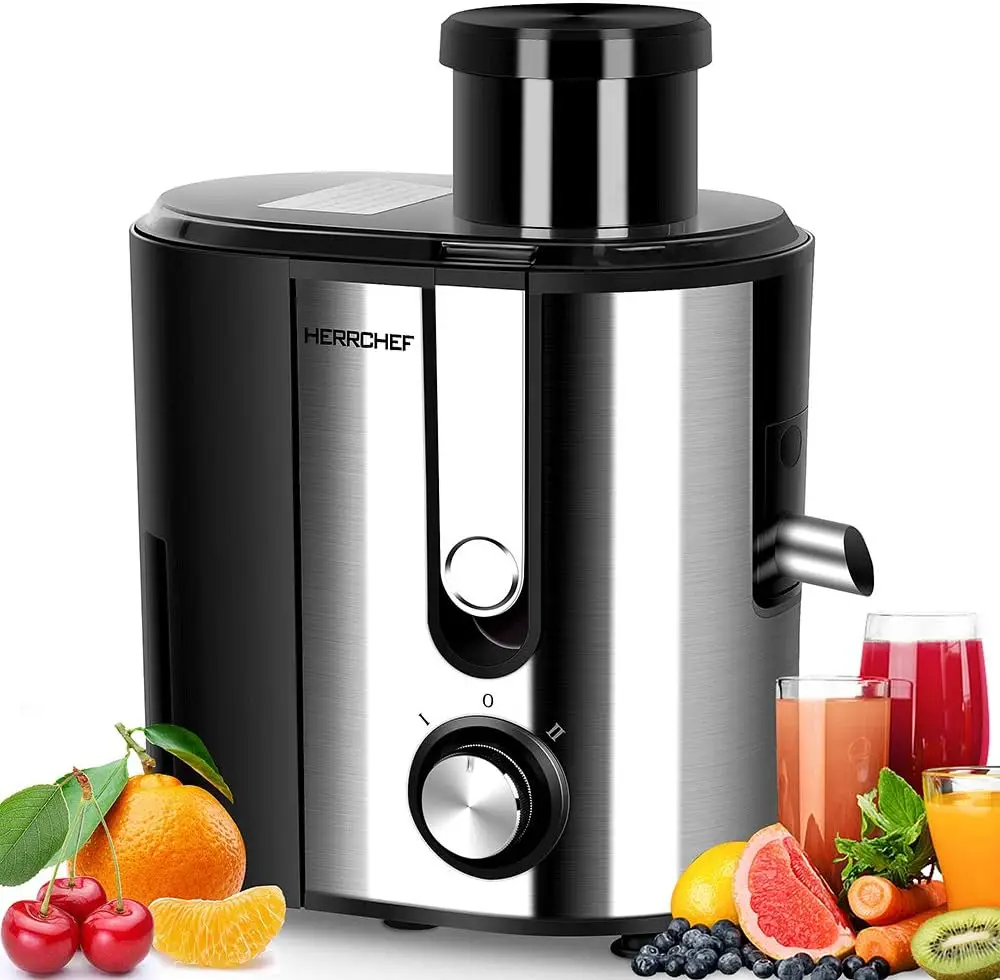 600W Juicer Machines with 3'' Wide Mouth, Stainless Steel Centrifugal Juice Extractor Easy to Clean, BPA-Free, Anti-drip