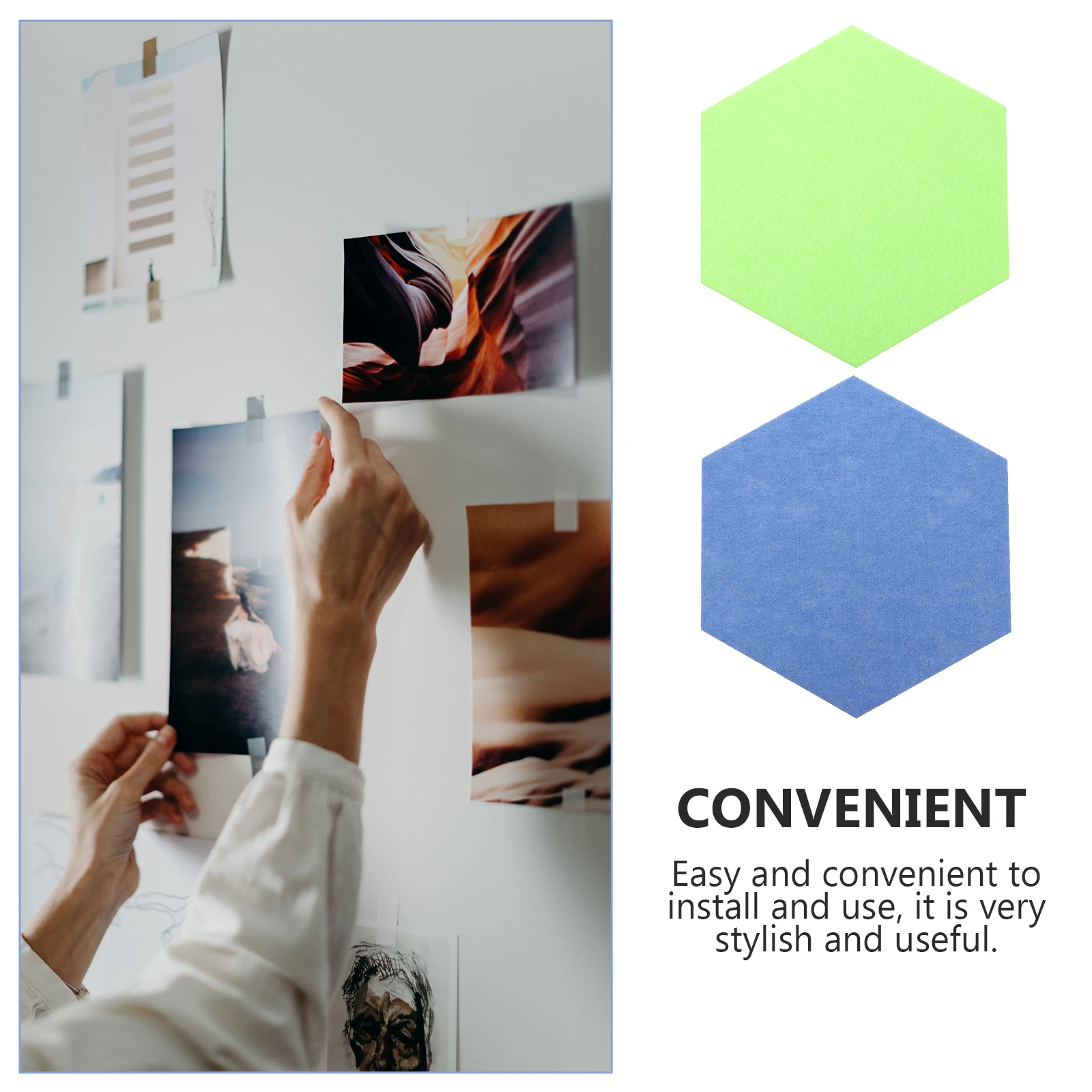 2pcs Hexagon Message Board Felt Display Bulletin Tiles Wall Decor Photo Boards Bright Color Stylish Practical