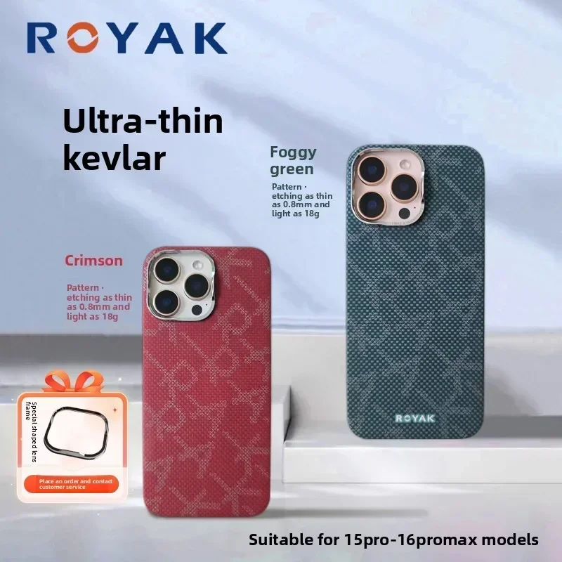

ROYAK Classic Old Money Kevlar Mobile Phone Case Aramid Fiber Magnetic Applicable For IPhone 15 16 Pro Max Series
