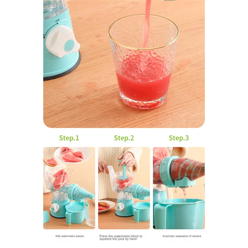 1 Piece Silicone Suction Bottom Hand-Cranked Juicer Easy Storage Portable Manual Squeeze Juice Squeezer Green
