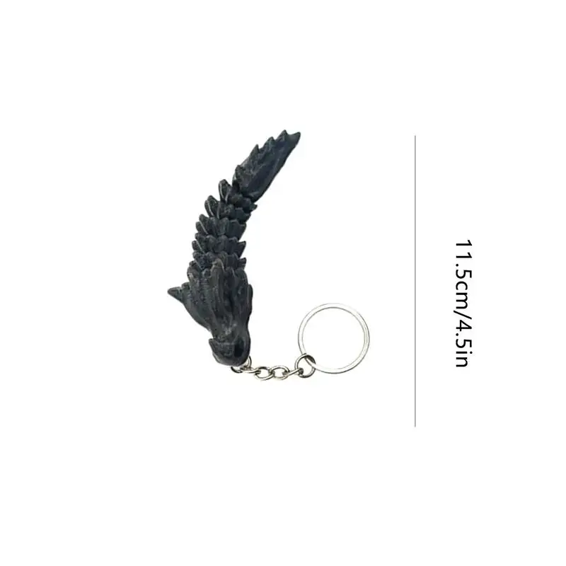 Bone Dragon Figurine Keychain 3D Printed Dragon Keyring Movable 3D Printed Dragon Key Ring Articulated Bone Dragon Tail