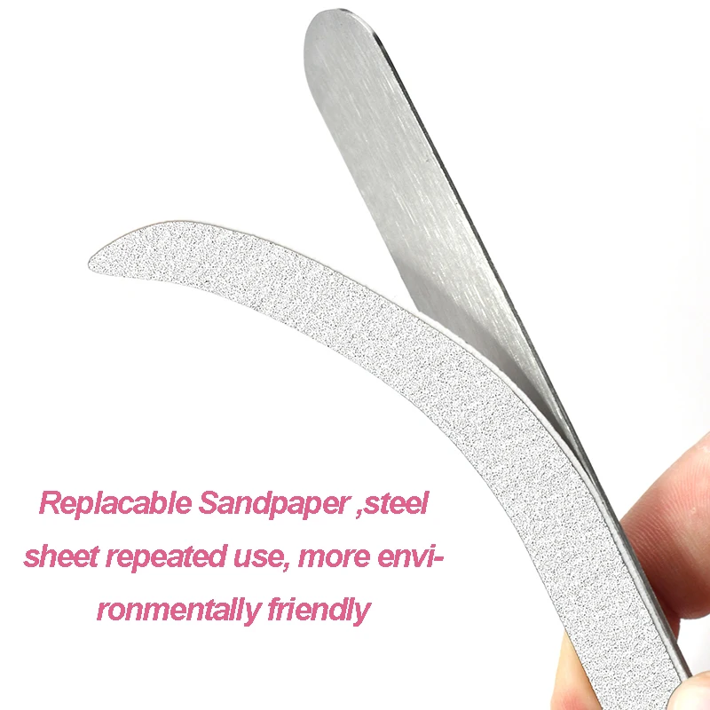 100 Pcs Replacement Nail File 80/100/180/240 Grit Straight Grey Sandpaper Pads With Metal Handle Removable Files for nails