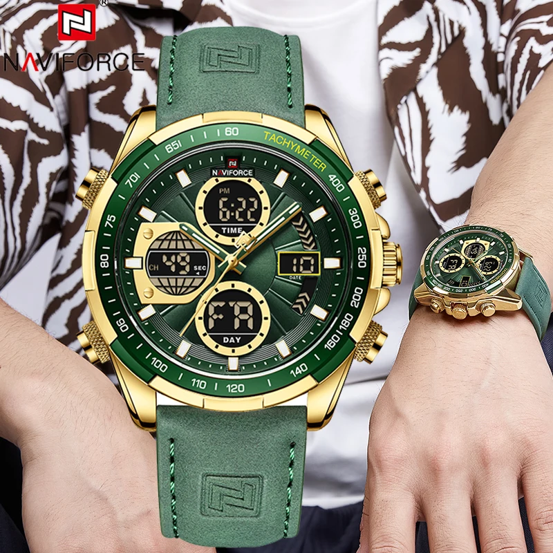 NAVIFORCE Men's Military Watch Multifunctional Chronograph Sports 3ATM Waterproof Alarm Day And Date Display Gift Watch