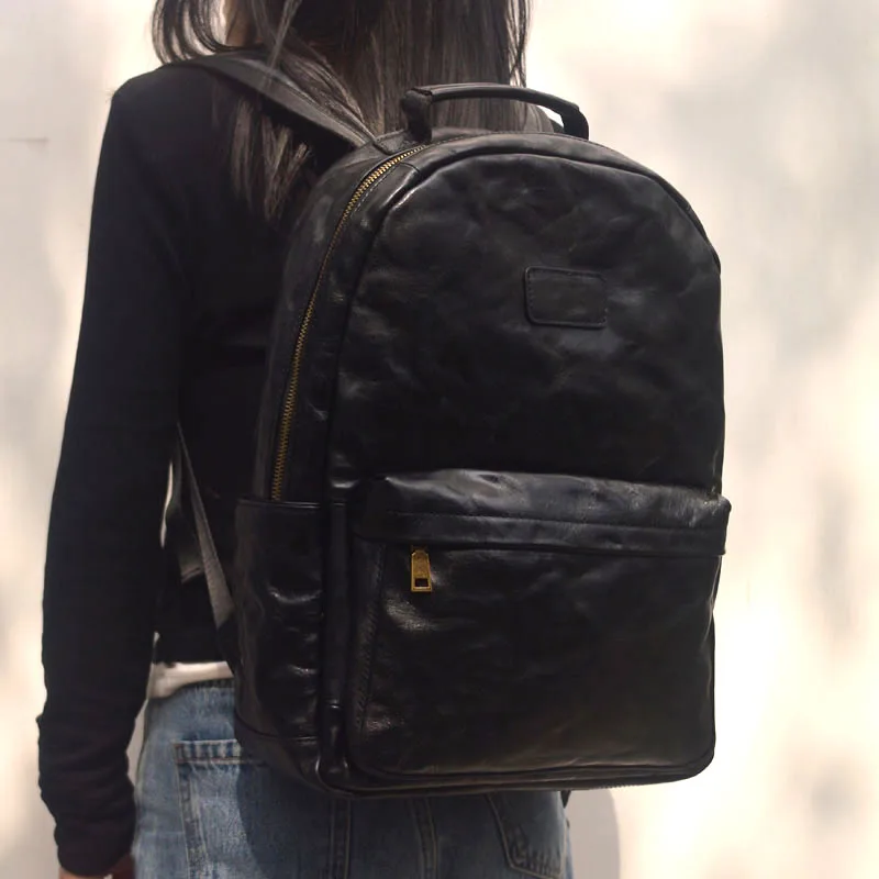 AETOO Original handcrafted men's genuine leather top layer cowhide large-capacity computer backpacks for both men and women, a n