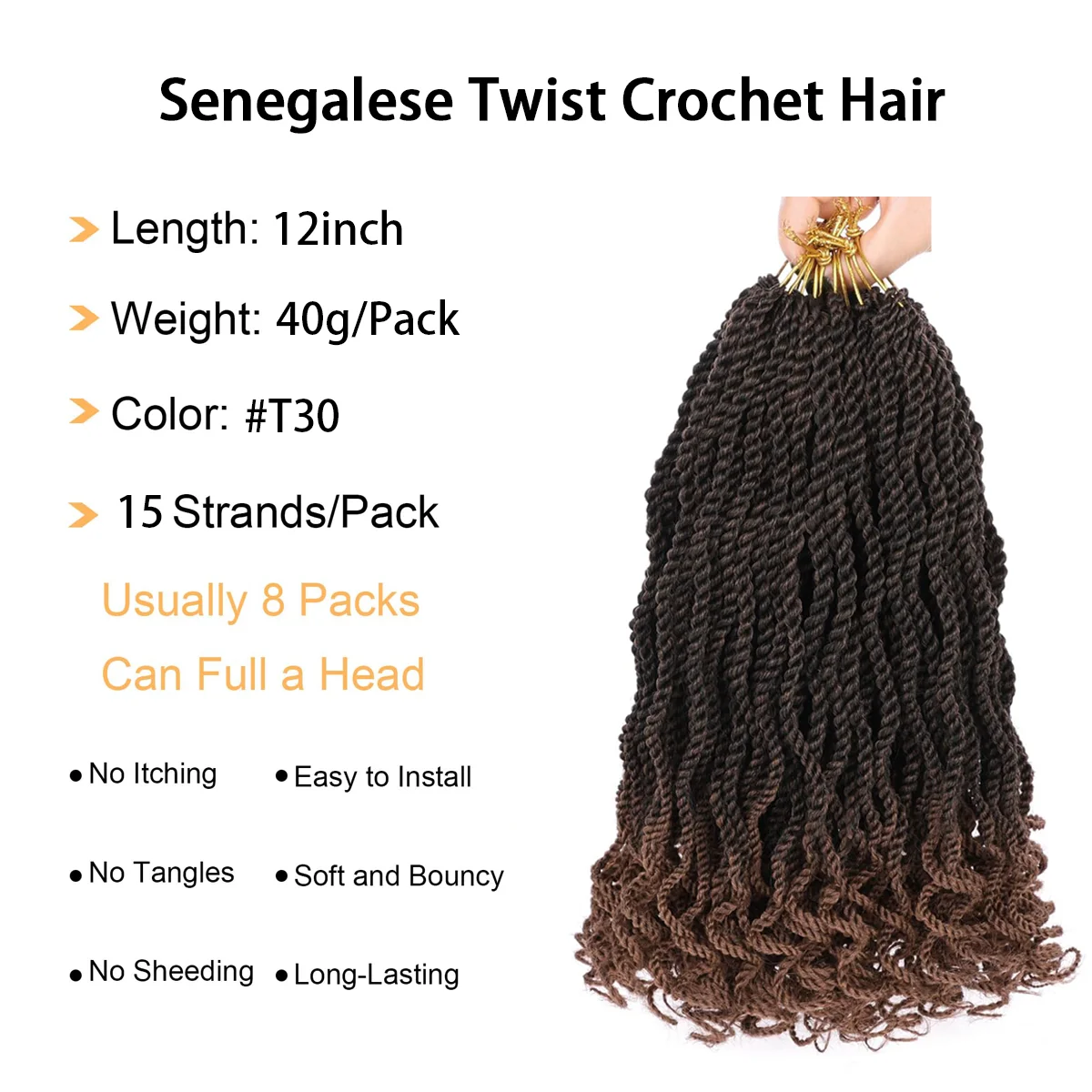 12inch Senegalese Twist Crochet Braid Hair Pre-Circled Twist Braids Goddess Synthetic Braid Hair Perfect for Halloween Christmas