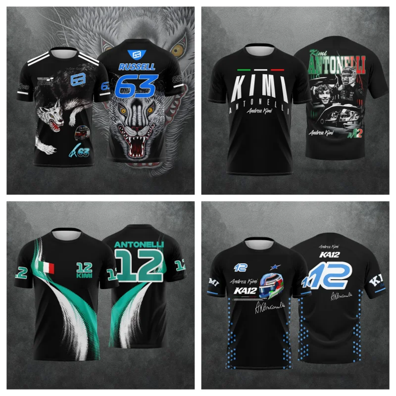 2026 New Racing No. 63 Rider George Russell Fan 3D Printed Pattern T-Shirt Men Women Summer Casual Short Sleeve Family Matching