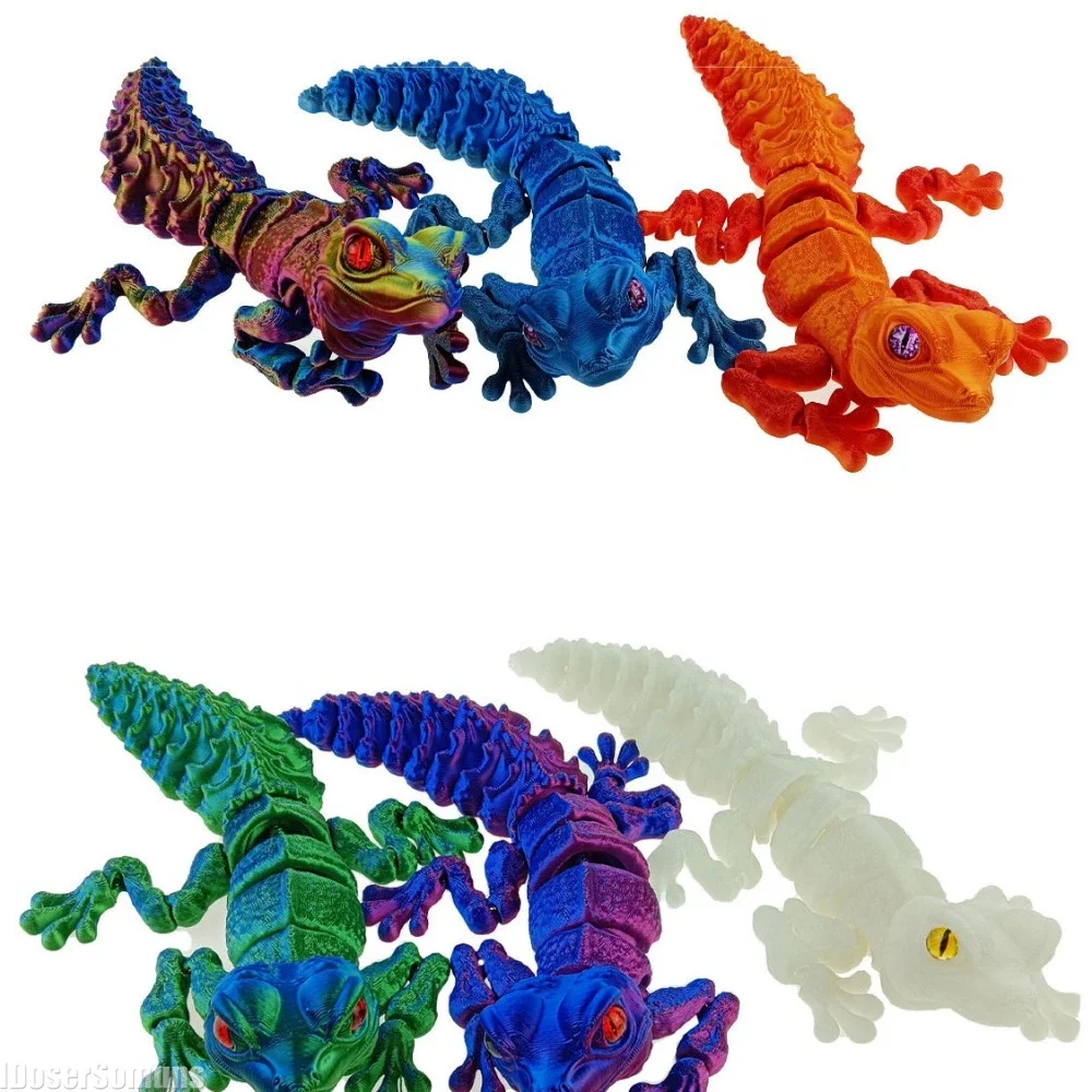 Fully Articulating 3D Print Lizard Figurine, Flexible Joint Fidget Toy, Easter Basket Gift, Stress Relief Desktop Executive Toy