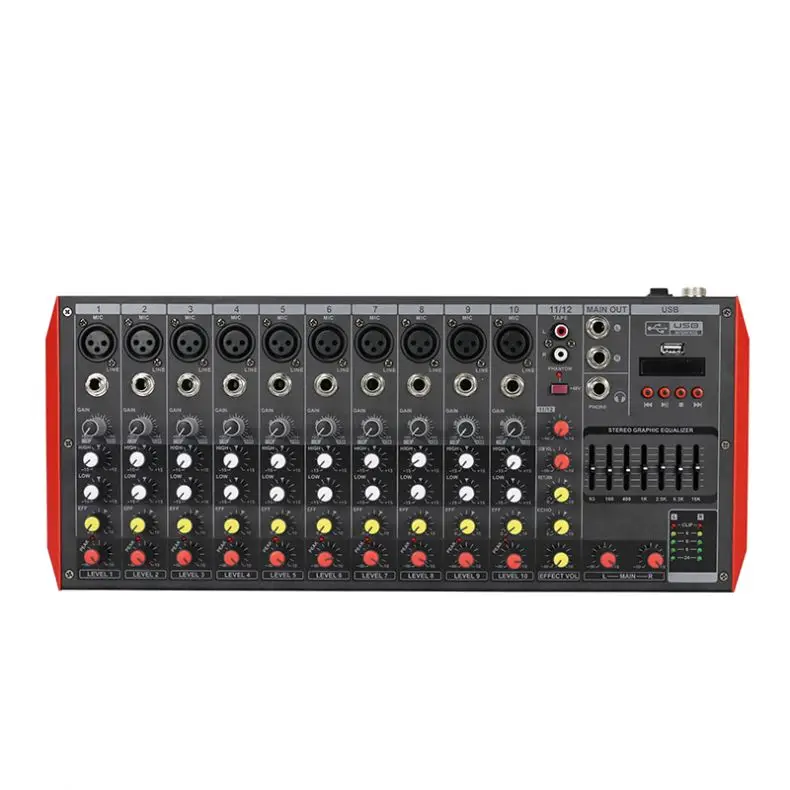 Factory 12-Channel Universal USB Audio Mixer Effector Pro Sound Console for Stage Performance Professional DJ Mixing Console