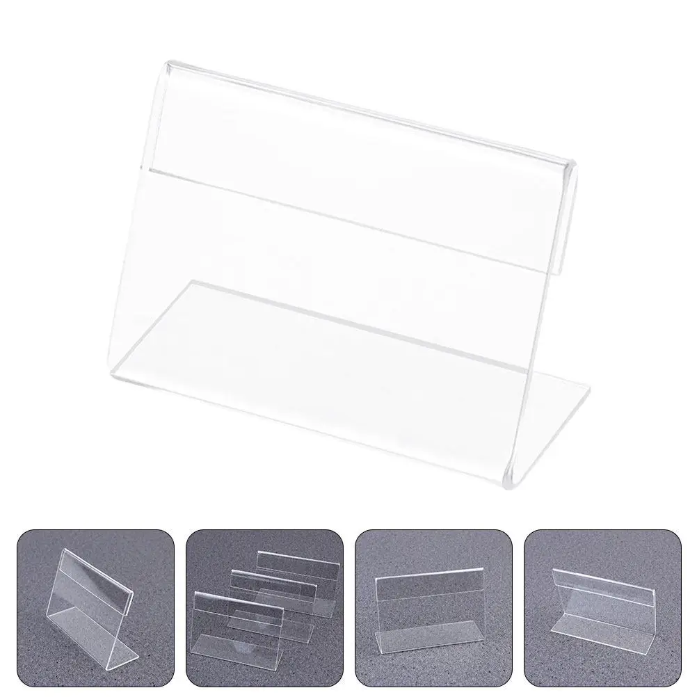 50Pcs Acrylic Display Stand L Shape Mini Clear Horizontal Sign Holder Name Card Tag Label Countertop Desk Retail Office Event
