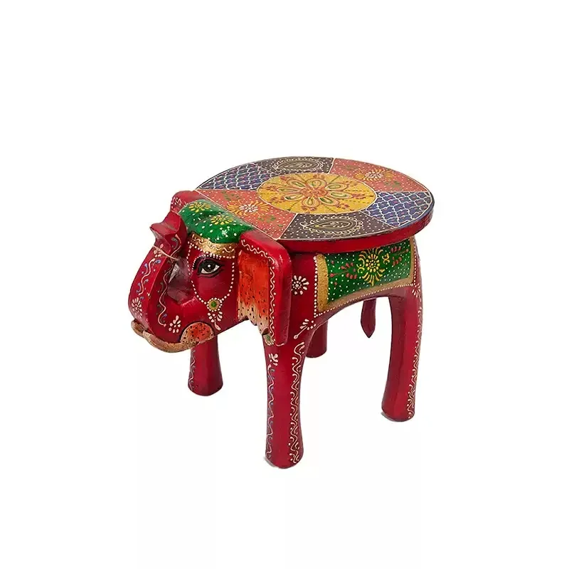 Taburete de elefante de madera maciza pintada de Universe Grocery Store, taburete bajo para el hogar, adorno decorativo del sudeste asiático