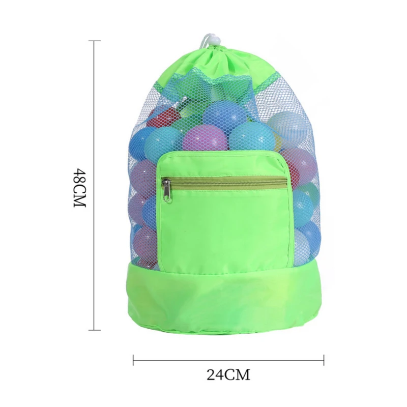 Large Capacity Kids Toy Storage Pouch Tote Bag Foldable Beach Mesh Bag Travel Beach Organizer Portable Net Storage Backpack