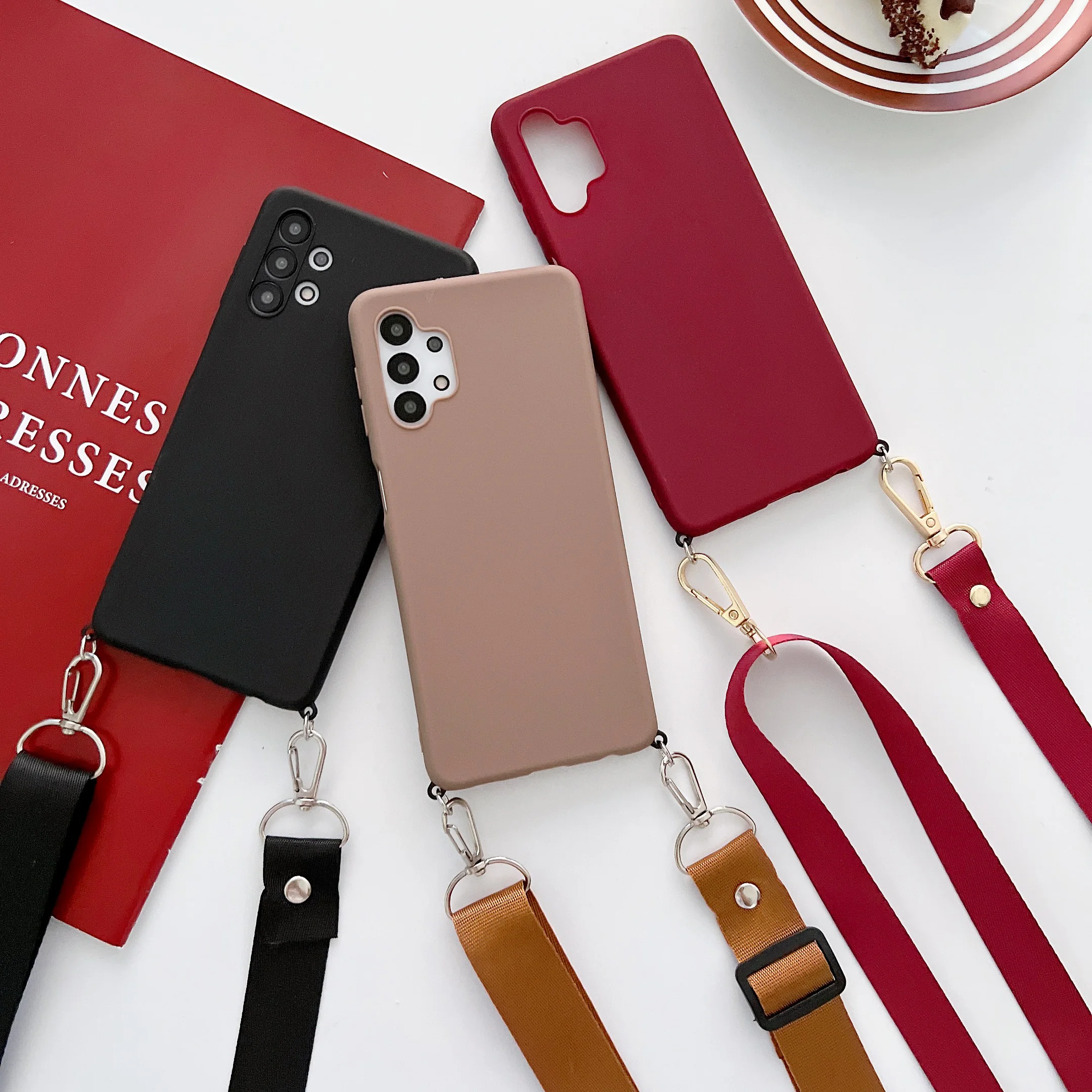 

Crossbody Necklace strap Lanyard Cord Soft phone case For HuaWei P50 P20 P30 Lite P40 pro honor 10i 8X 9X Y6 P Smart 2020 cover