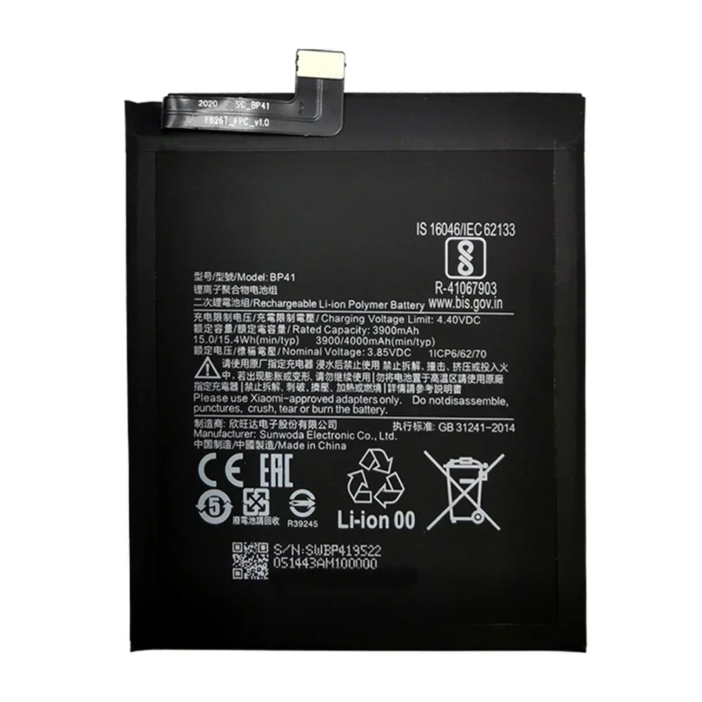 Replacement Battery For Xiaomi Redmi K20 Mi 9T Mi9T, 100% Original, Premium Genuine Batteries, 4000mAh, BP41, High Quality