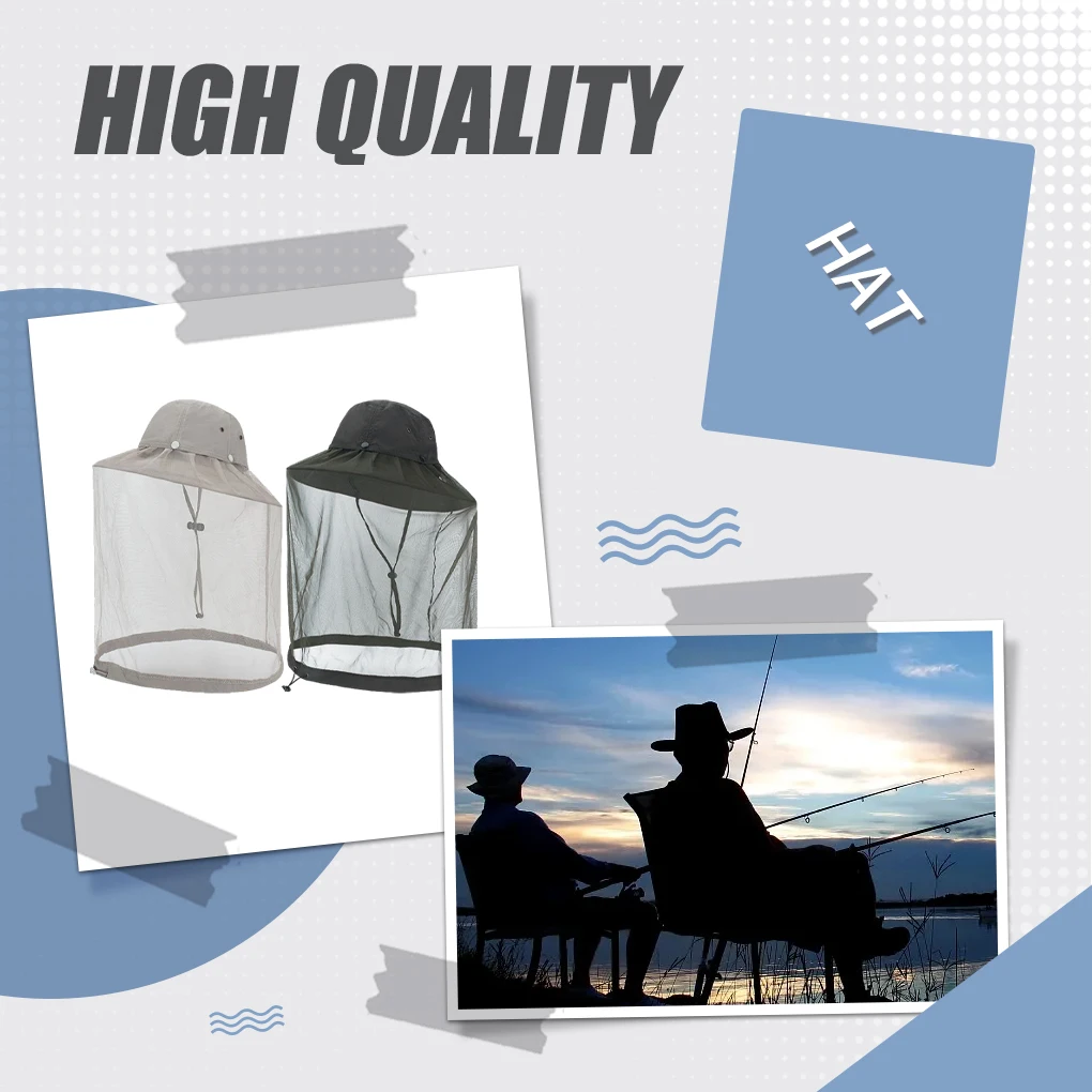 Nylon Mosquito Repellent Fishing Hat Bucket Hat For Sun Protection Breathable Adjustable Stay Comfortable Outdoors Neck Protect