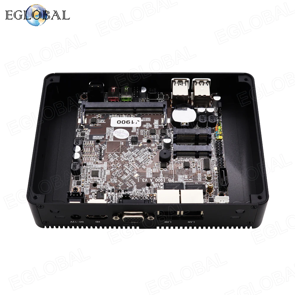 Eglobal PC Mini tanpa kipas termurah dengan Interl Celeron J1800 J1900 HDMI 2 Rj45 Lan solusi klien tipis yang sangat baik komputasi Mini