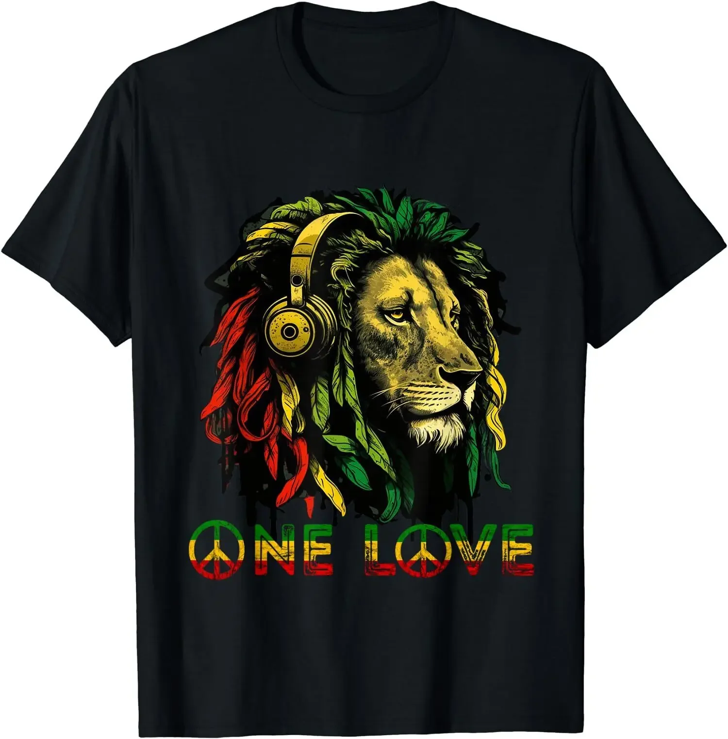 NEW LIMITED Rasta Reggae Lion Of Judah Jamaican Music Rastafari One Love T-Shirt