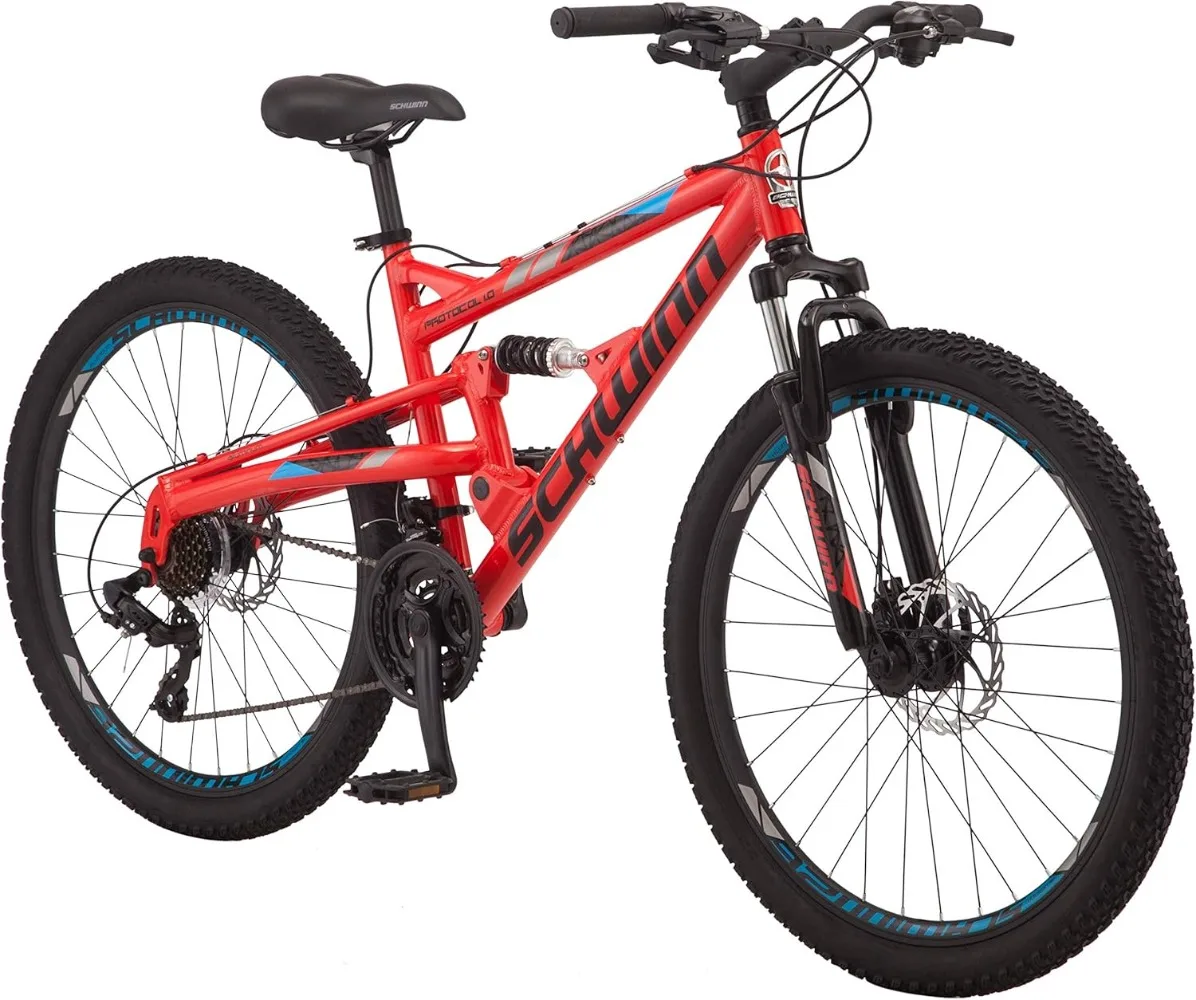 Mountain Bike 26 Wheel Options 21-Speed Drivetrain Lightweight Aluminum Frame Full Suspension Mechanical Disc Brakes