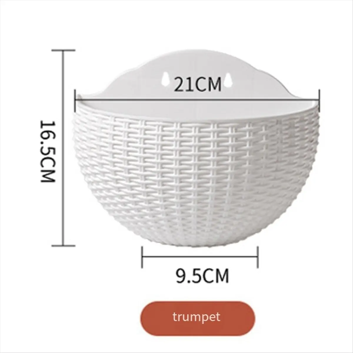 White Wall Planter Wall-Mounted Planter Semi-Circular Fence Planter with Drain and Hooks Wall-Mounted Planter-A14I