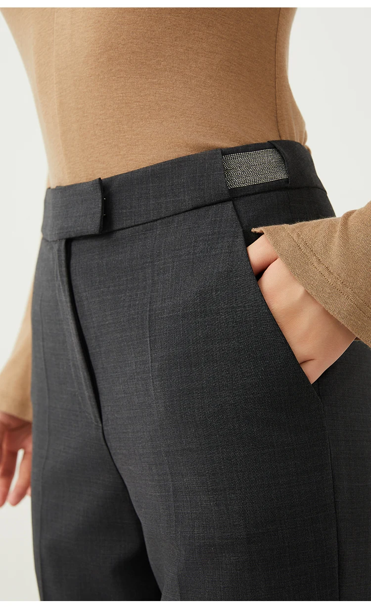 K2648X Luxusmarkenkleidung für Damen, lange Wollhosen, formelle Businesskleidung, Bürohosen für Damen – Detail 5