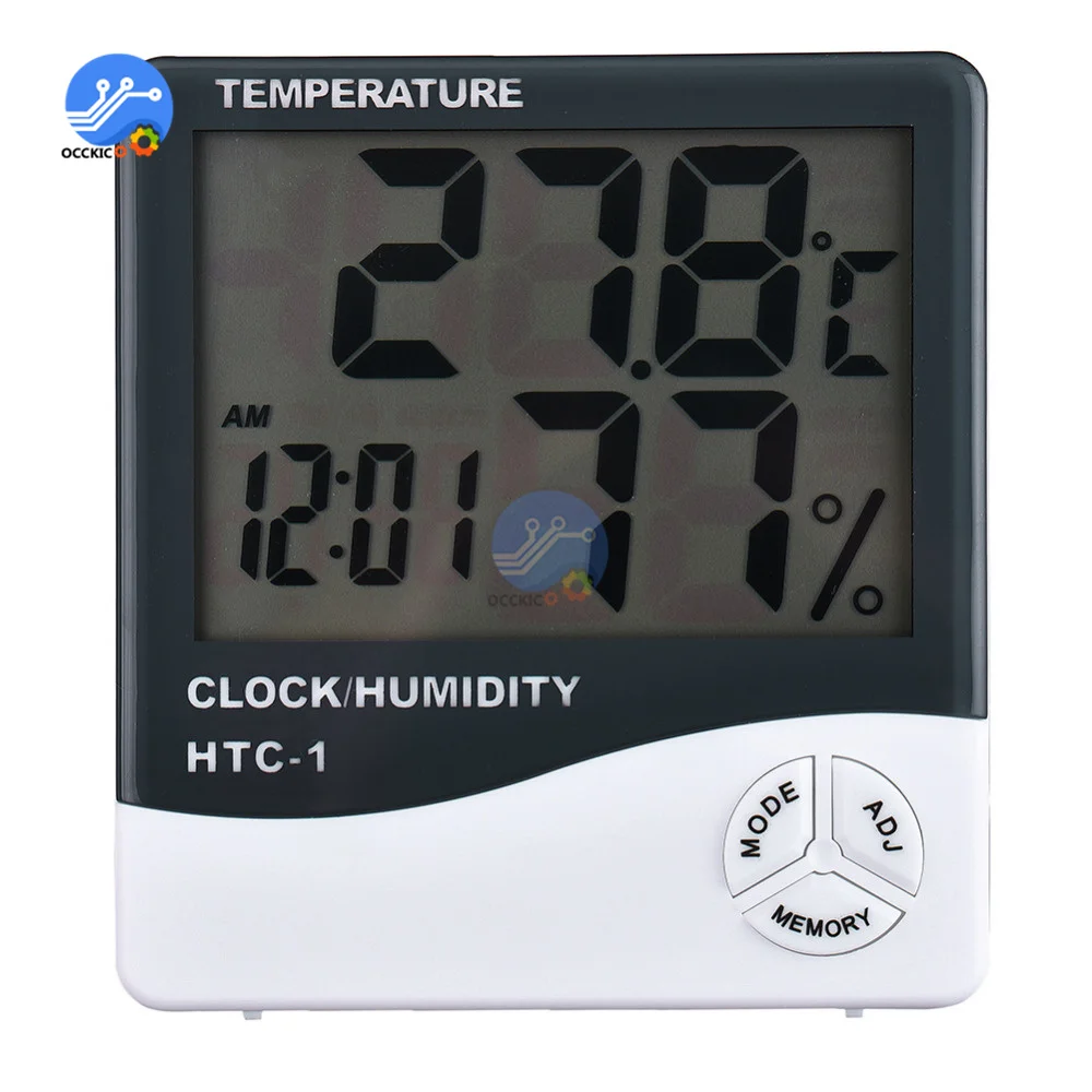 HTC-1 Indoor Kamer Lcd Digitale Elektronische Thermometer Hygrometer Meten Temperatuur-vochtigheidsmeter Wekker Weerstation