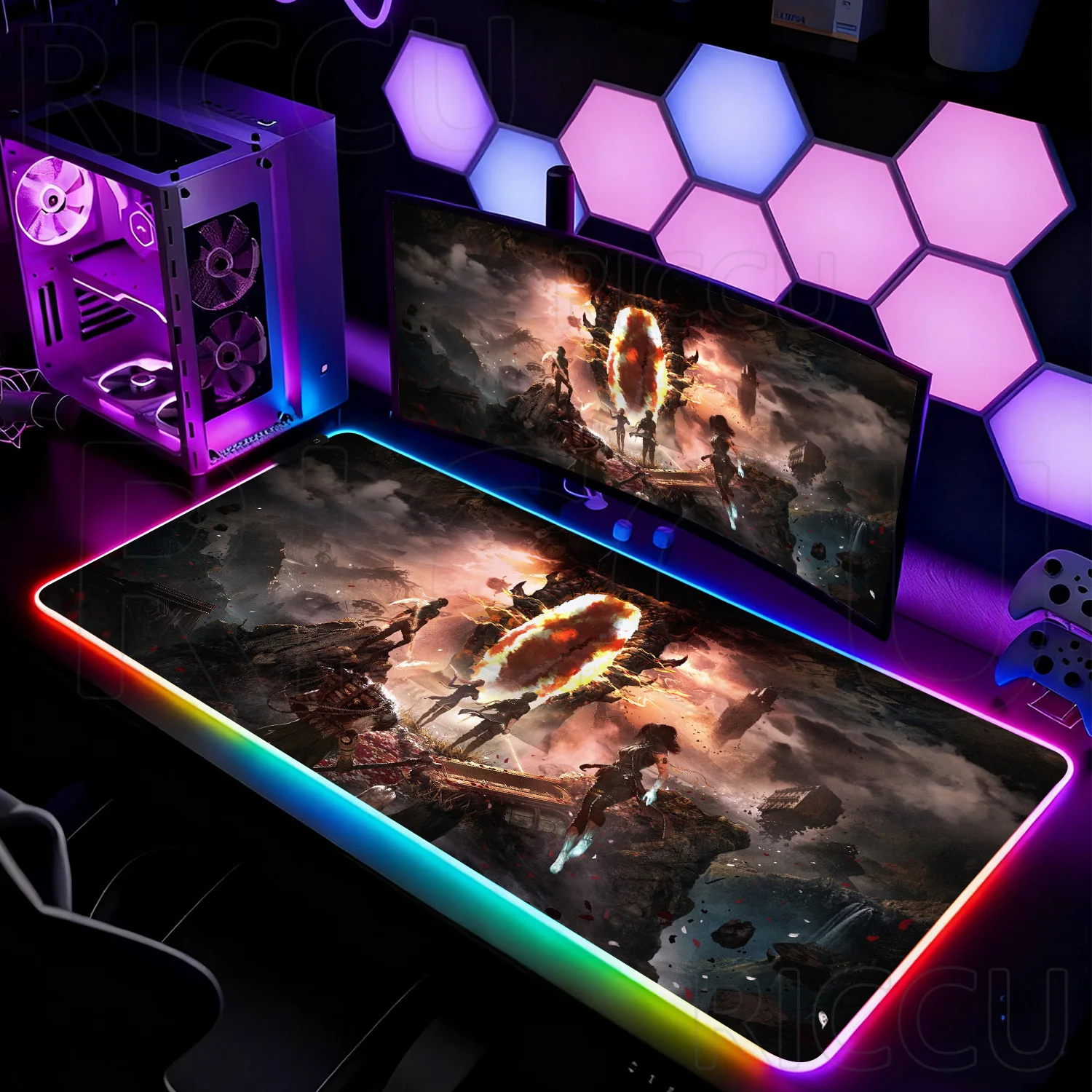 RGB لعبة كلير Obscur إكسبيديشن 33 ألعاب 400X900mm XXL ماوس الوسادة لوحة المفاتيح LED مسند الماوس الألعاب ملحقات الكمبيوتر توسيع حصيرة مكتبية #3