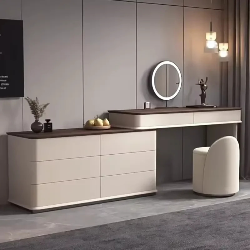 Italian Design Bedroom Dresser Set Wood Makeup Vanity Desk Furniture Home Modern Dressing Table With Mirror and