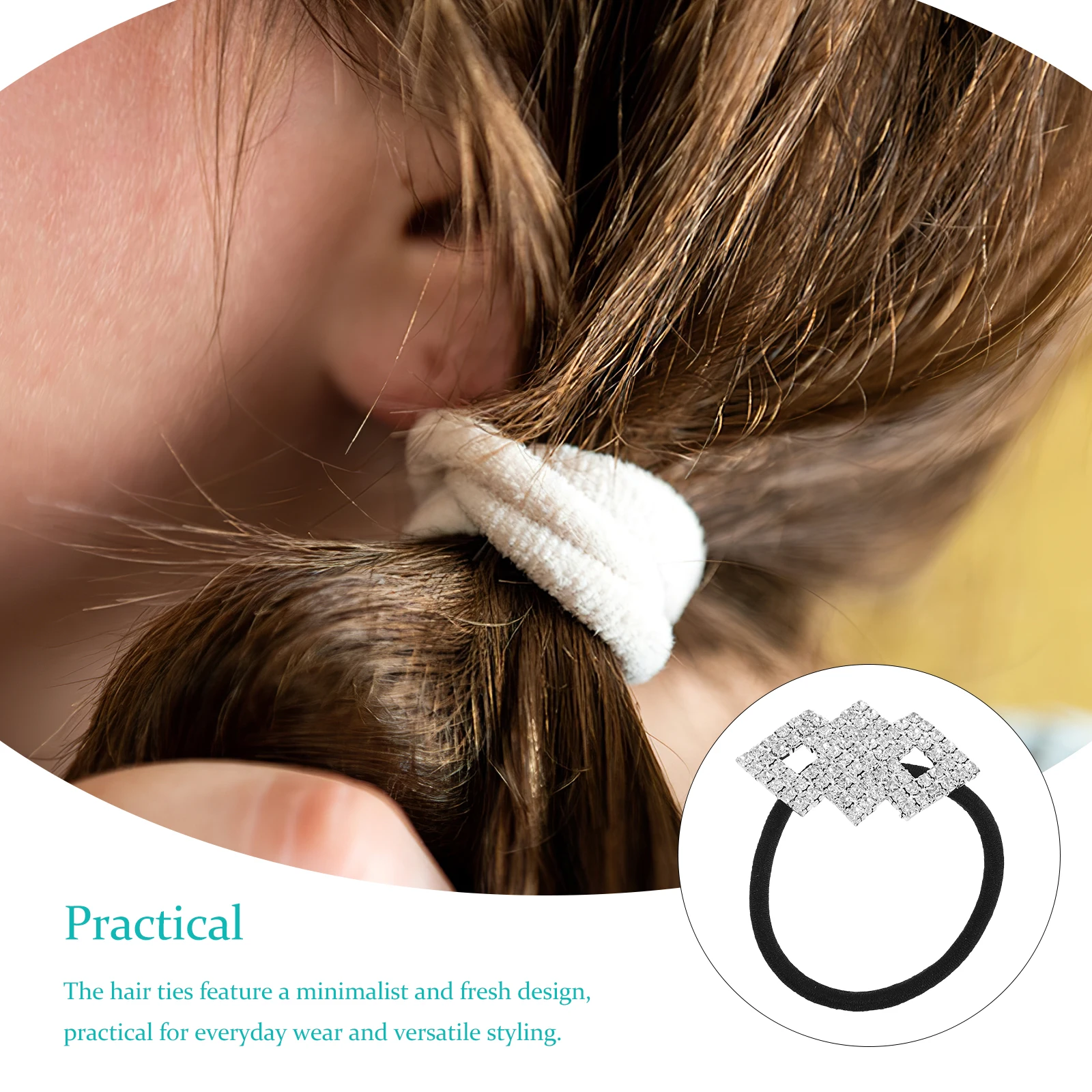 

Crystal Hair Bands Rhinestone Rope Tiara Glitter Metal Cuff Ponytail Holders Elastic Accessories Women Large Stylish Fashion