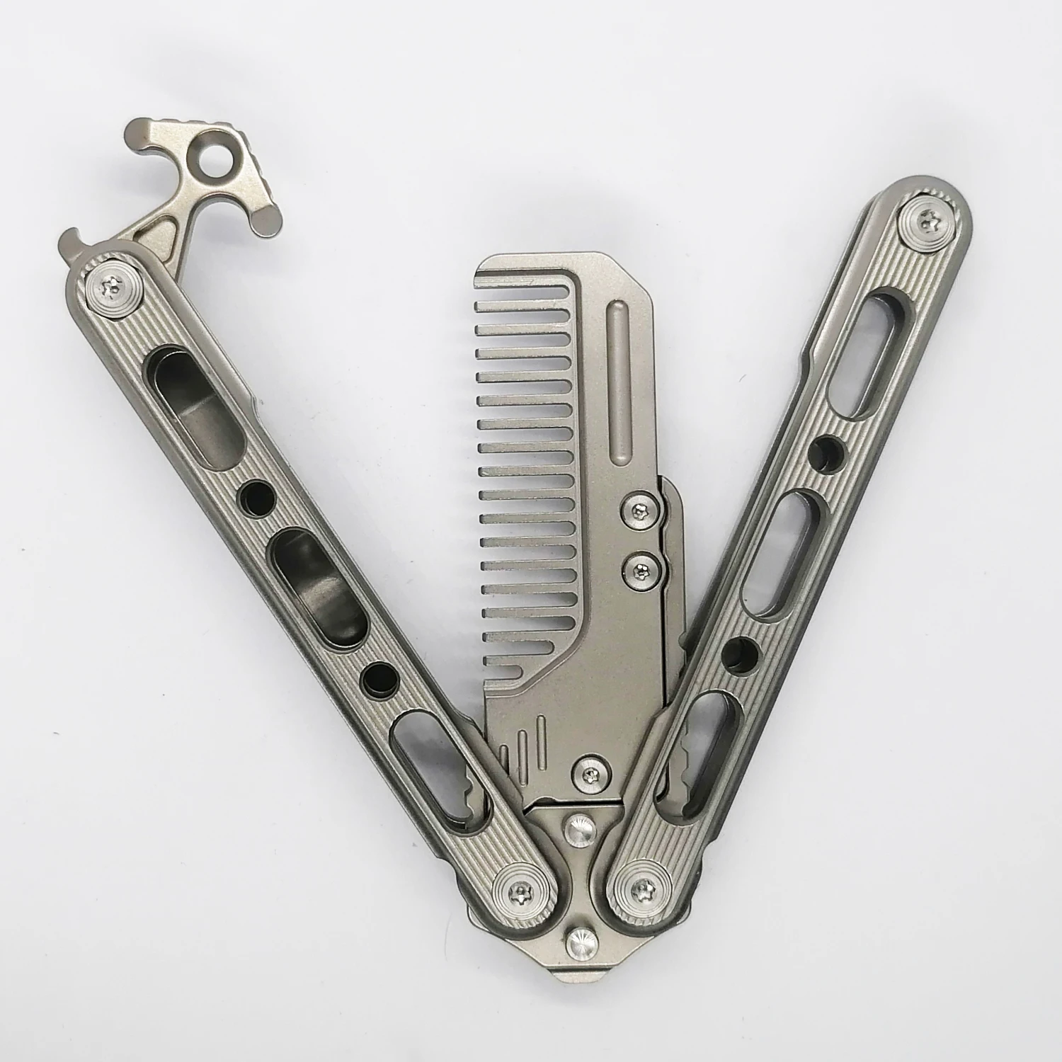 Imagem -04 - Liga de Titânio Pente de Bolso Dobrável Multi Ferramentas Abridor de Garrafas Chave de Fenda com Suporte de Lâmina Edc Pocket Clip