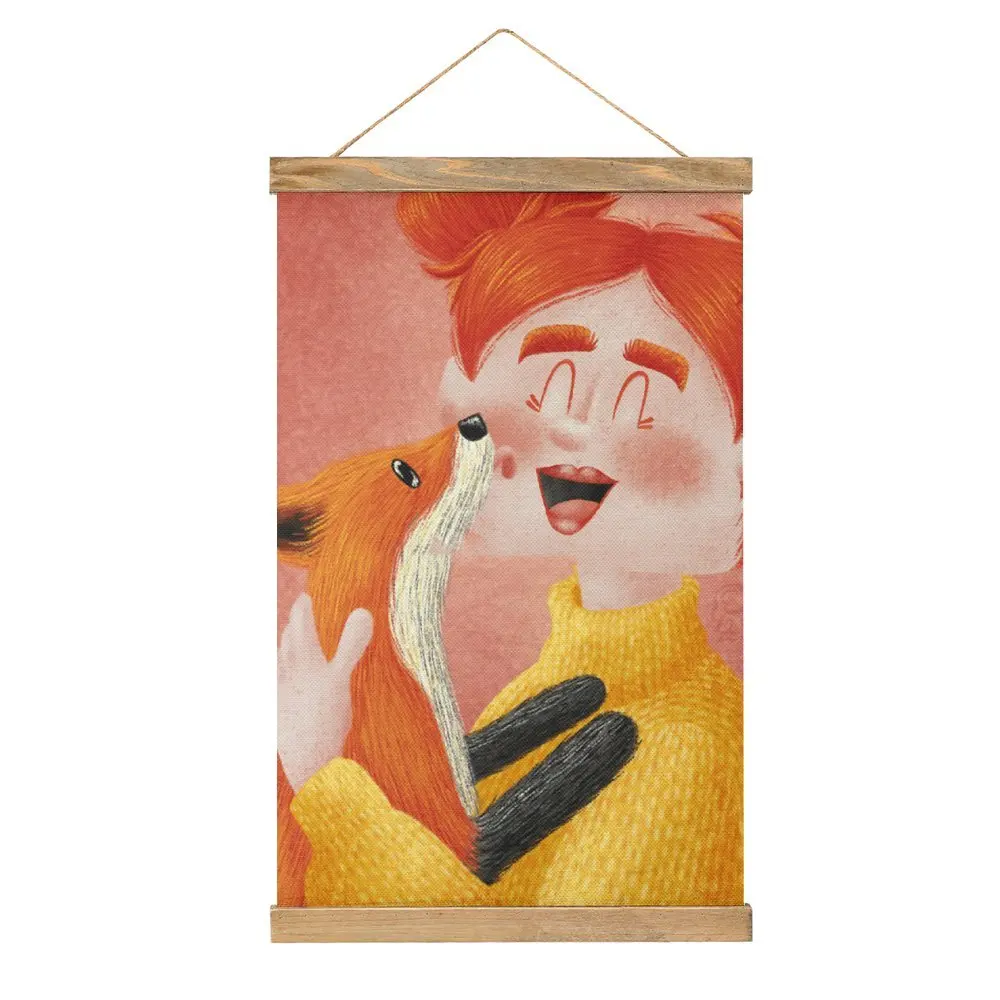 

Canvas Hanging Picture A Girl And Her Fox For Sale Graphic Cool Funny Novelty Draw Kitchen Craft Decoration Style Hang Pictures