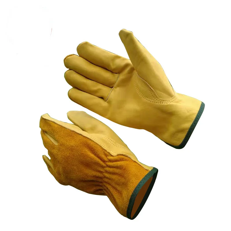 Cowhide Work Gloves, Horticultural Welders' Protective and Wear-resistant Labor Protection Gloves