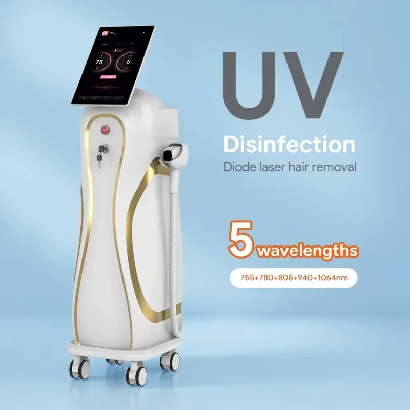 Advanced 808nm Diode Laser Hair Removal Device Featuring UV Sterilization and 5 Wavelength Technology for Clinics