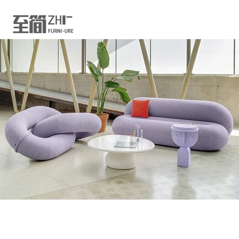 سلسلة أريكة ردهة الفندق النسيج مزيج خياطة الأريكة كسول مقعد واحد