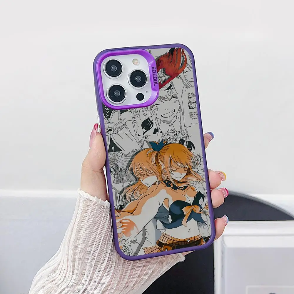 

Чехол для мобильного телефона Fairy Tail Lucy для iPhone 17, 16, 15, 14, 13, 12, 11 X XR XS 8 7 Air Pro Max Plus, фиолетовый полупрозрачный цветной чехол
