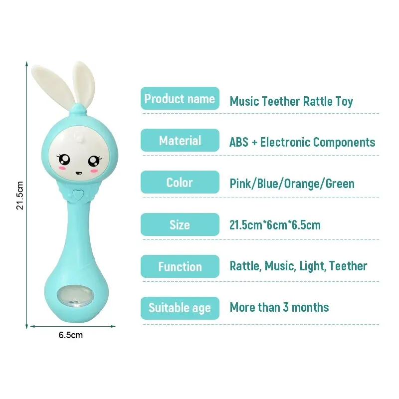 Baby Music Teether Rattle Toy for Child 0-12 Education Mobile Cot Kids Bed Bell Newborn Stroller Crib Infant Pacifier Weep Tear