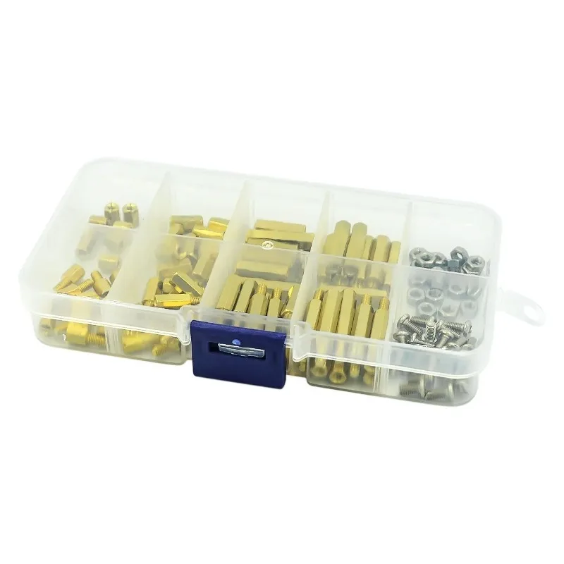 120 STKS M3 Rvs Schroeven Moeren Assortiment Kit met Doos Set van 10 Waarden Mannelijke Vrouwelijke Messing Zeshoekige Kolom voor PCB Board