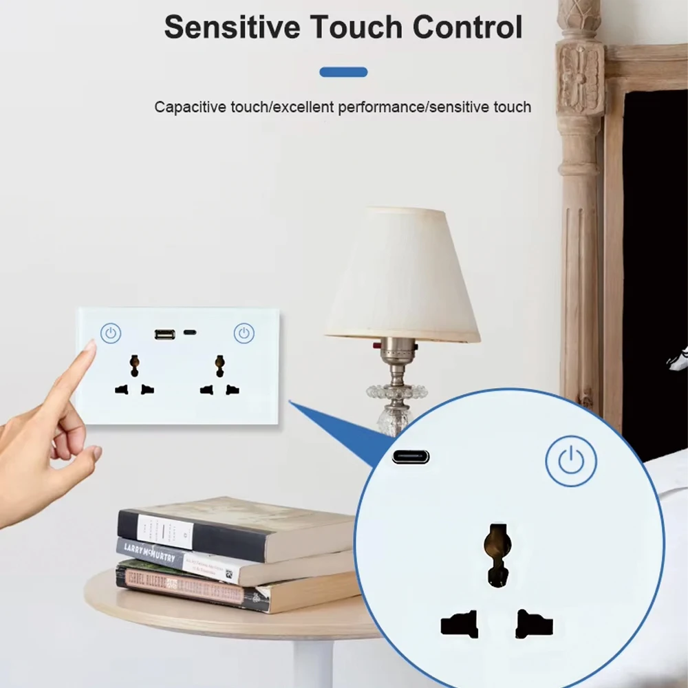 TYSH Tuya Fast Delivery Type C Usb Double Multi-funtion Tuya Wifi Wall Switch Socket Plug