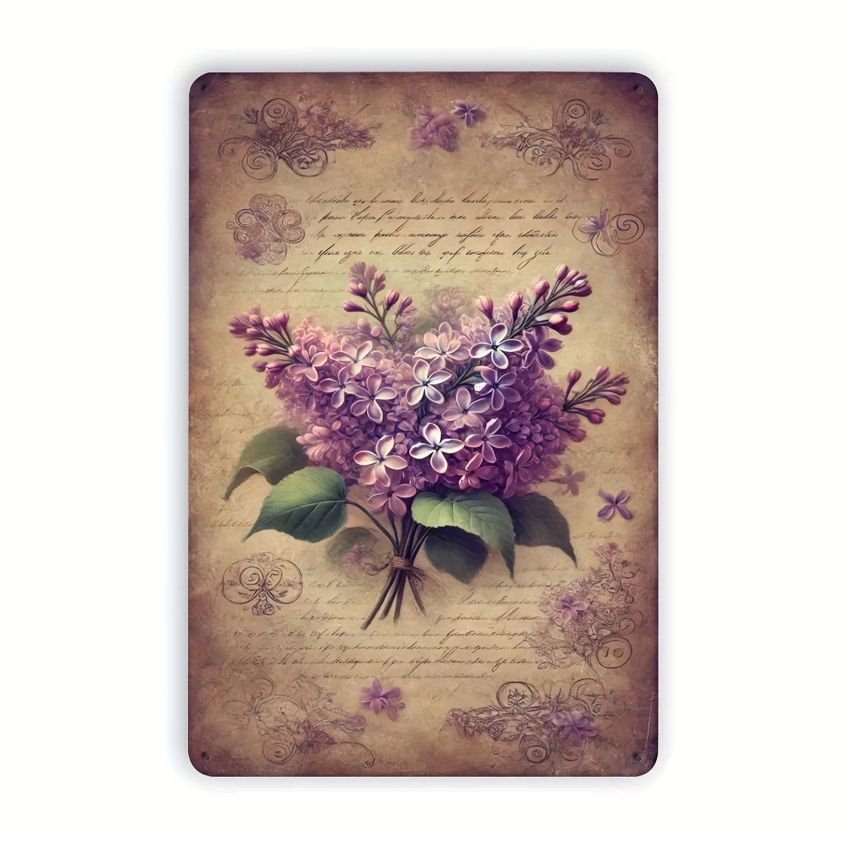 

Vintage Lilac Bouquet Metal Sign - 8x12 Inch Iron Wall Art for Home Decor, Bedroom, Office, Cafe & More