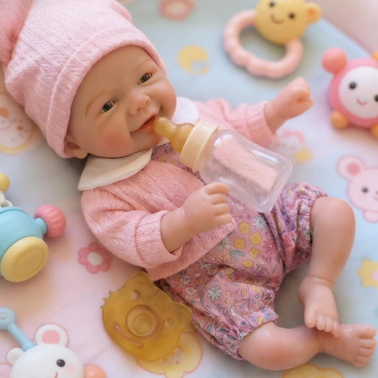 

NPK 30cm Super Soft Solid Silione Reborn Vivienne Mouth Can Open Super Soft Solid Platinum Silcone Baby Dolls for Gift