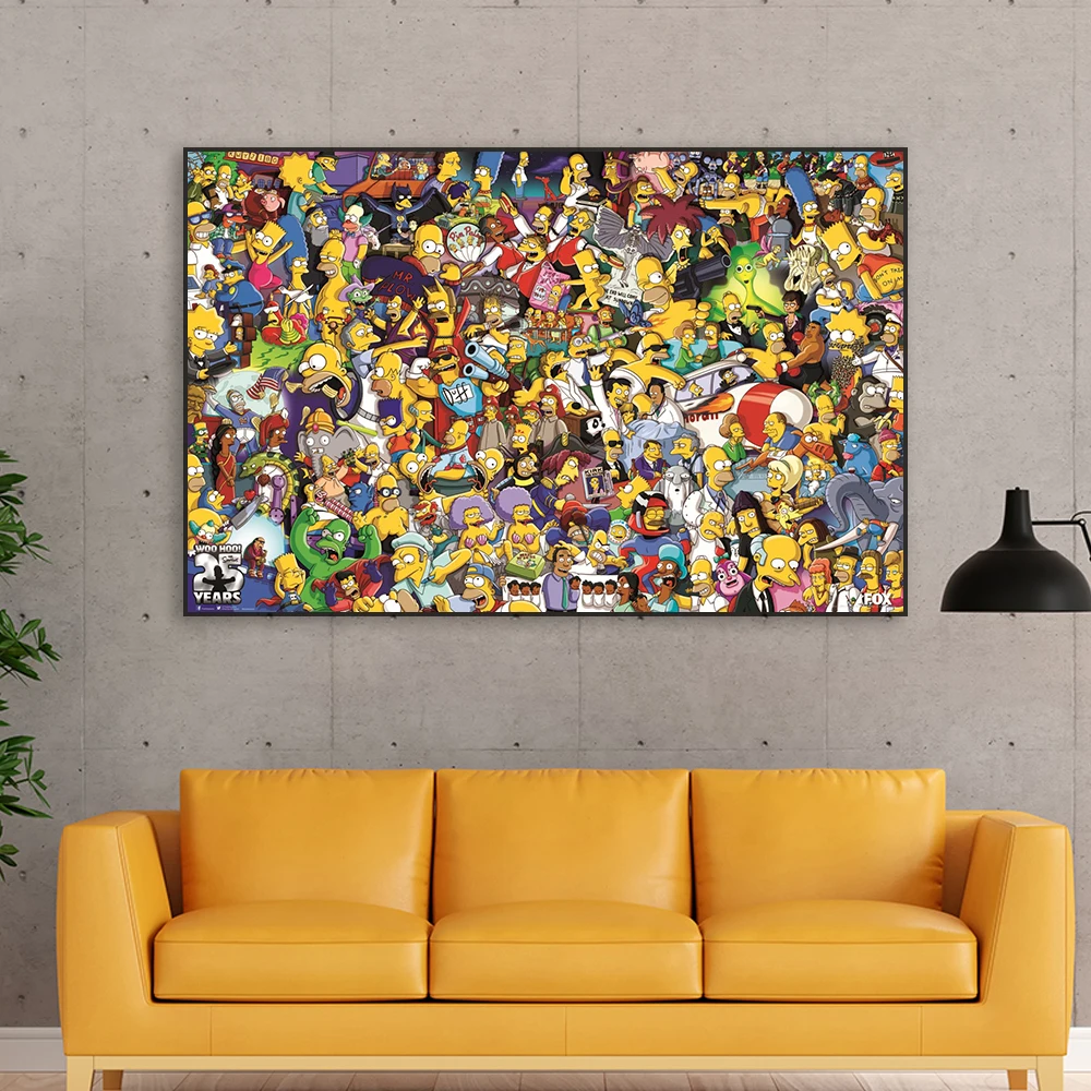 The Simpsons Illustration Poster Disney Simpsons Family Prints Canvas Painting Minimalist Home Comic Art Bedroom Decor