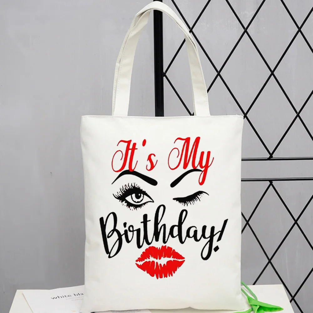 Happy Birthday Party shopping bag eco canvas reusable grocery jute bag tote bag reusable bolsas ecologicas custom