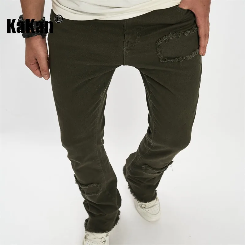 Kakan - European and American High Street New Destroyed Ragged Edge Jeans, Personalized Loose Vintage Long Jeans K9-4112