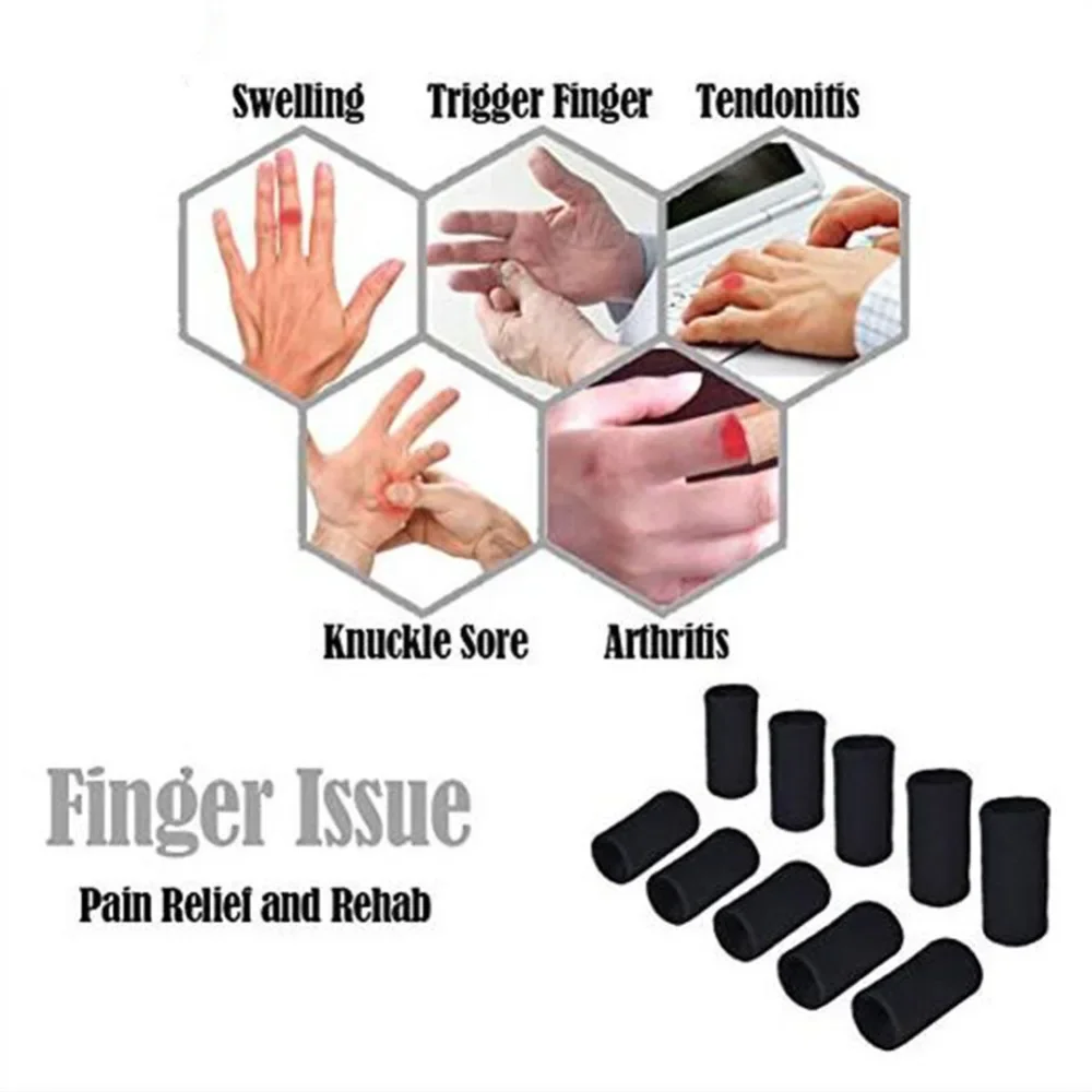 10 stücke Unterstützung Finger Dehnbar Weiche Sport Finger Ärmeln Arthritis Schutz Outdoor Basketball Volleyball Finger Schutz – Detail 10