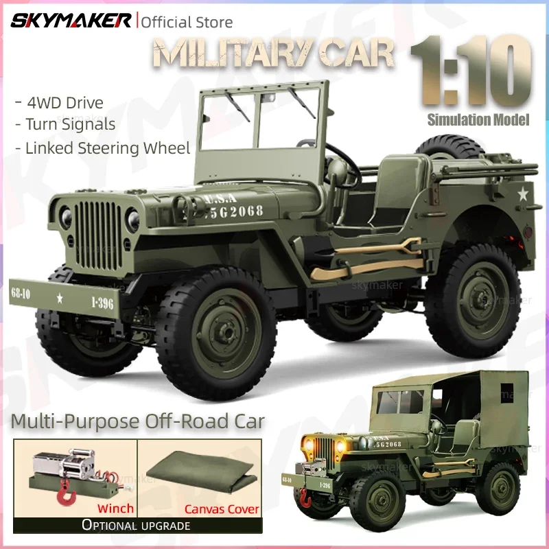 JJRC C8815 1/10 Willys Jeep Rc Car 1941 MB Scaler 2.4g 4wd RTR Crawler Climbing Military RC Truck Offroad Vehicle Adult Kids Toy