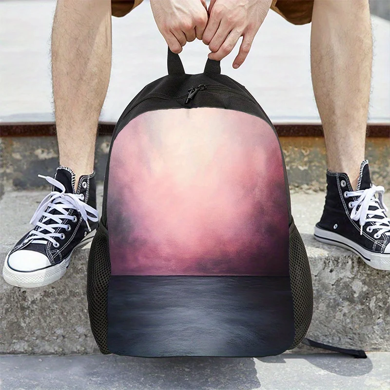 

Pink gradual change to purple backpack - adjustable shoulder strap, zipper closure, lightweight everyday bag for school